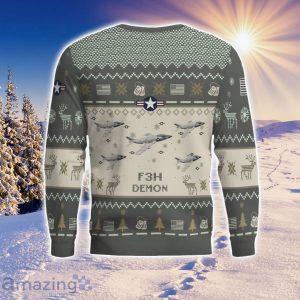 F3H Demon Aircraft Ugly Christmas Sweater Aircraft Lover Gift Veteran Aircraft All Over Printed Sweater Product Photo 3