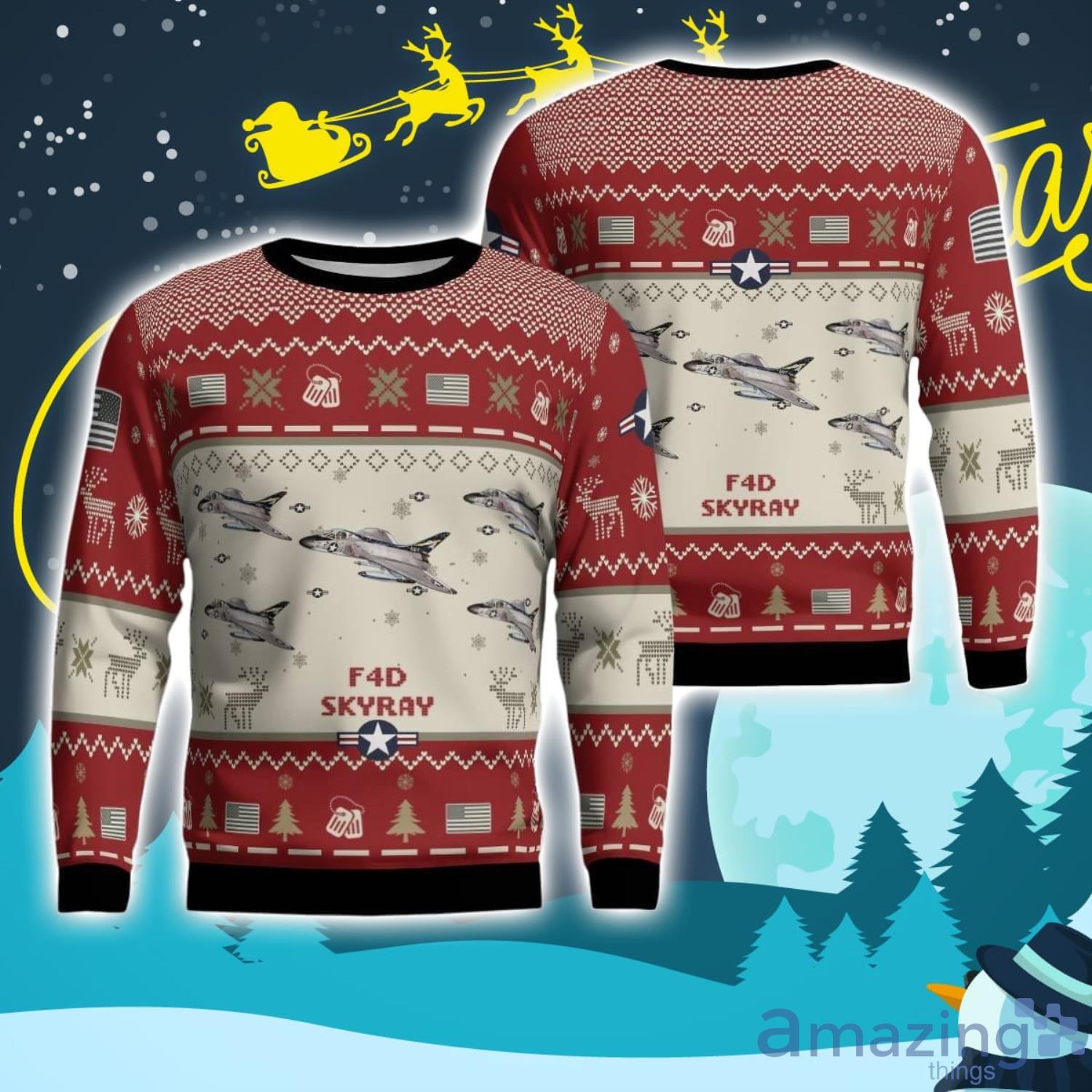 F4D Skyray Aircraft Ugly Christmas Sweater Christmas Gift Veteran 3D Sweater image F4D Skyray Aircraft Ugly Christmas Sweater Christmas Gift Veteran 3D Sweater Product Photo 1