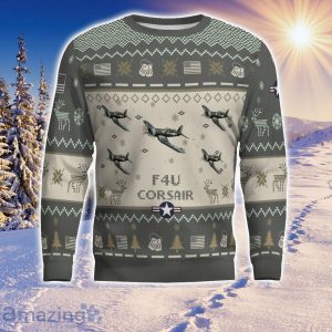 F4U Corsair Aircraft Ugly Christmas Sweater Aircraft Lover Gift Veteran Aircraft All Over Printed Sweater Product Photo 2