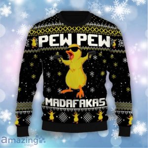 Fat Duck Duck Pew Pew Ugly Sweater image Fat Duck Duck Pew Pew Ugly Sweater Product Photo 2