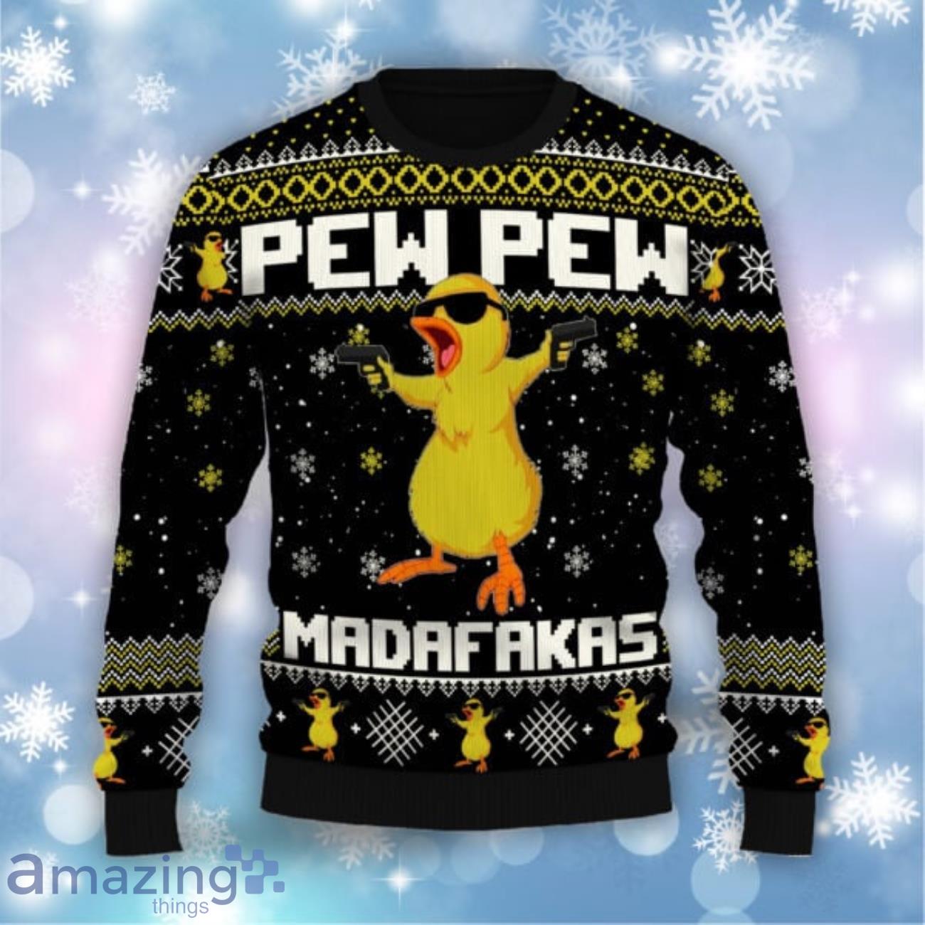 Fat Duck Duck Pew Pew Ugly Sweater image Fat Duck Duck Pew Pew Ugly Sweater Product Photo 2