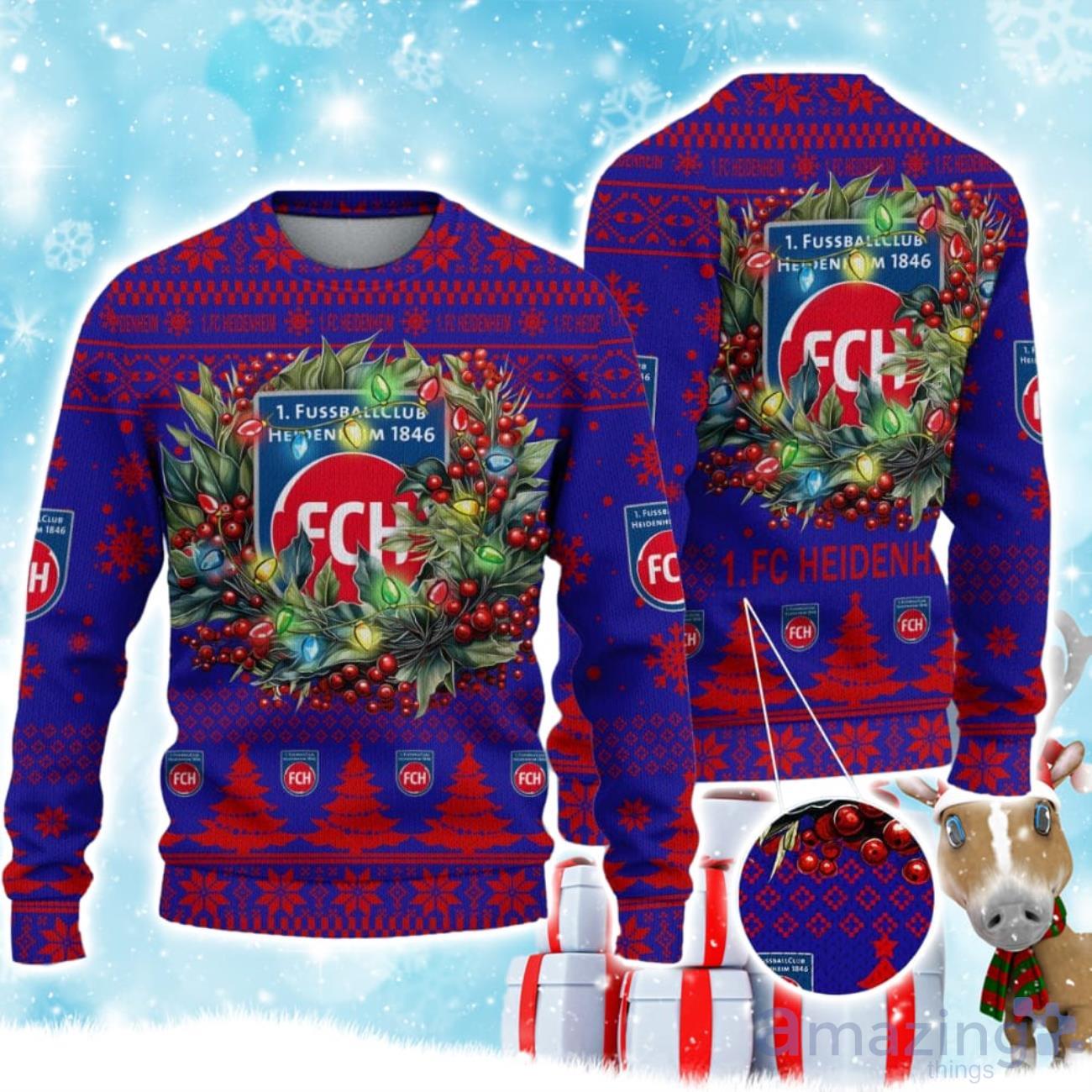 FC Heidenheim Ugly Christmas Sweater Gift Ideas For Fans image FC Heidenheim Ugly Christmas Sweater Gift Ideas For Fans Product Photo 1
