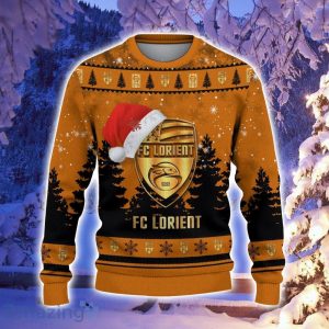FC Lorient Logo Wearing Santa Hat Ugly Christmas Sweater Christmas Gift 3D Sweater Product Photo 2
