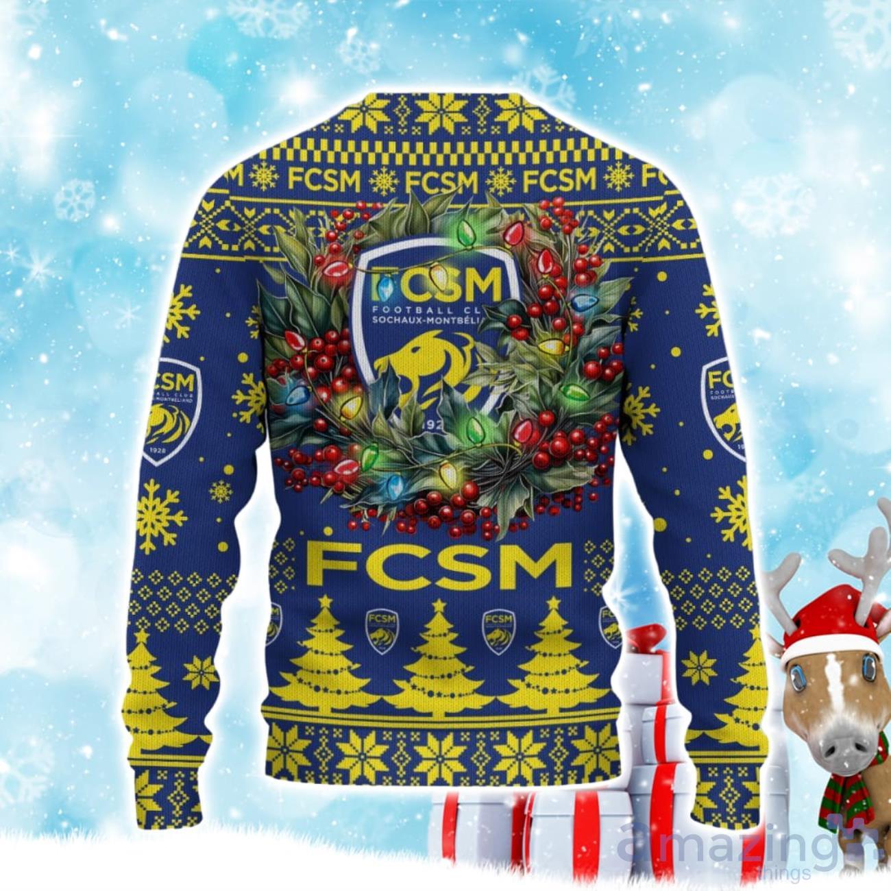 FC Sochaux Montbeliard Ugly Christmas Sweater Gift Ideas For Fans image FC Sochaux-Montbeliard Ugly Christmas Sweater Gift Ideas For Fans Product Photo 3
