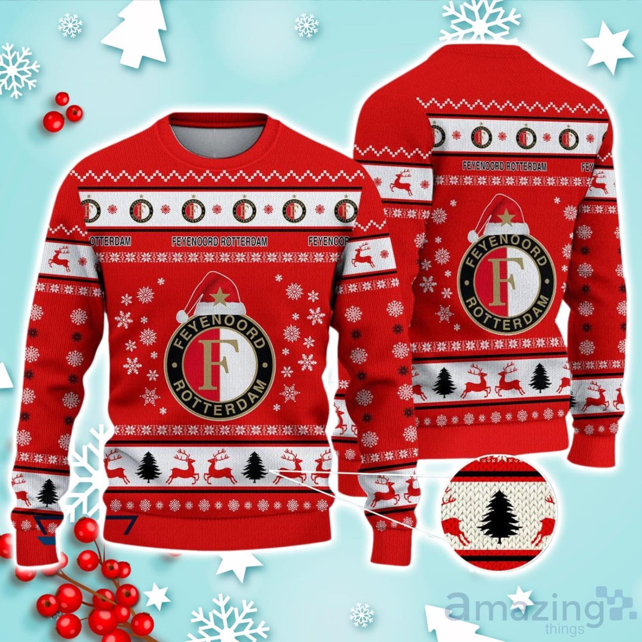 Feyenoord Rotterdam Ugly Christmas Sweater Ideal Gift For Fans image Feyenoord Rotterdam Ugly Christmas Sweater Ideal Gift For Fans Product Photo 1