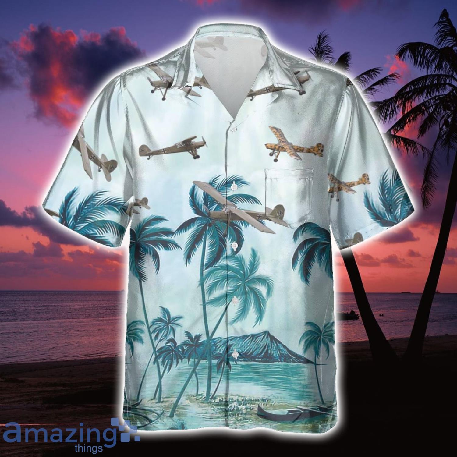Fieseler Fi 156 Storch Veteran US Aircraft Hawaiian Shirt Aloha Summer Gift For Men And Women image Fieseler Fi 156 Storch Veteran US Aircraft Hawaiian Shirt Aloha Summer Gift For Men And Women Product Photo 1