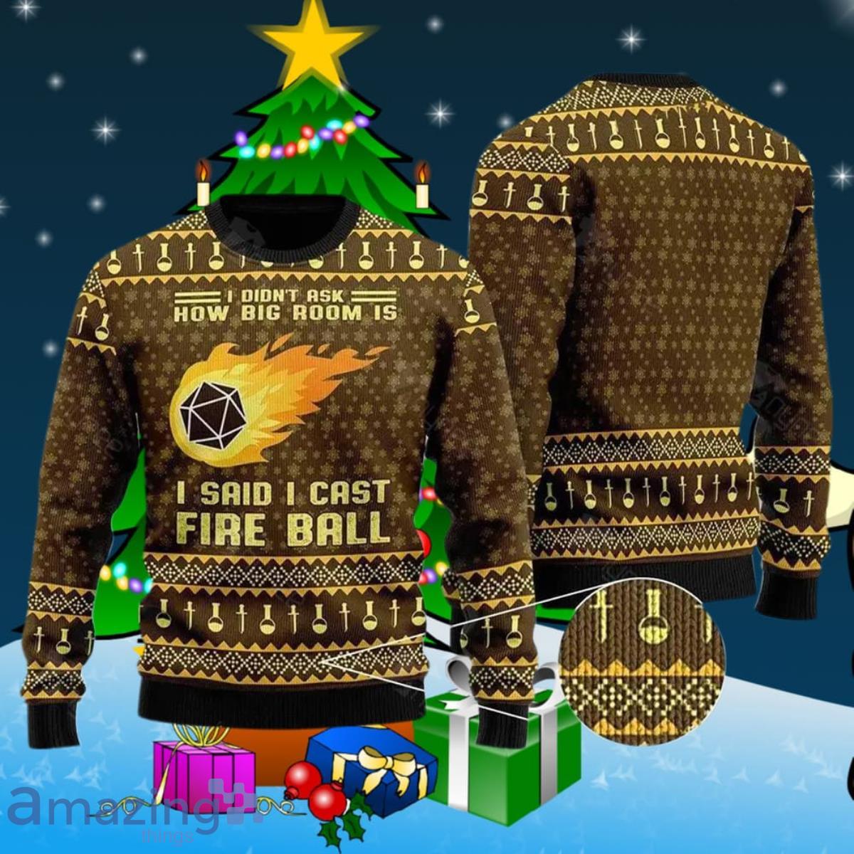 Fireball Ugly Christmas Sweater Style Gift For Men And Women image Fireball Ugly Christmas Sweater Style Gift For Men And Women Product Photo 1