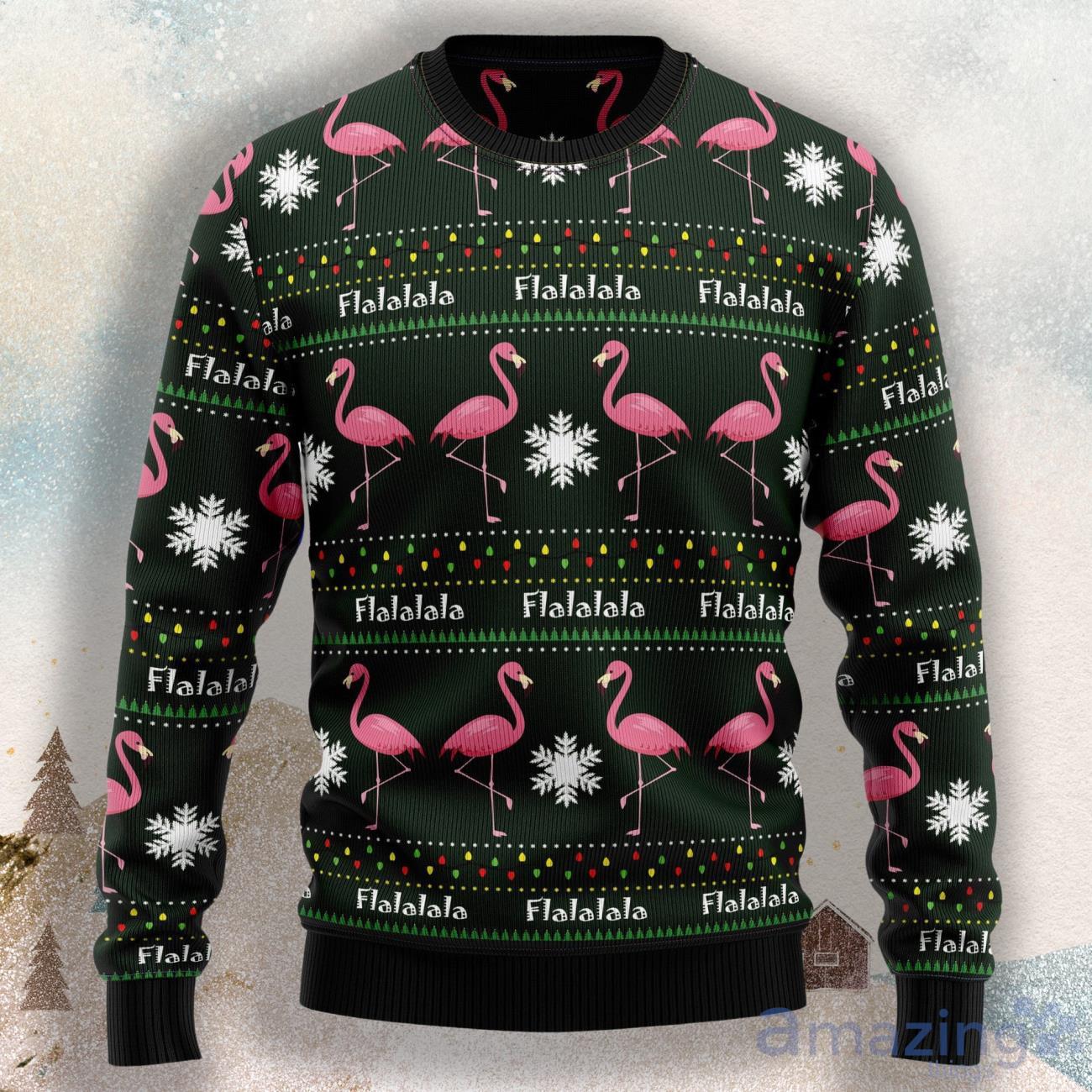 Flamingo Flalala Ugly Christmas Sweater image Flamingo Flalala Ugly Christmas Sweater Product Photo 1