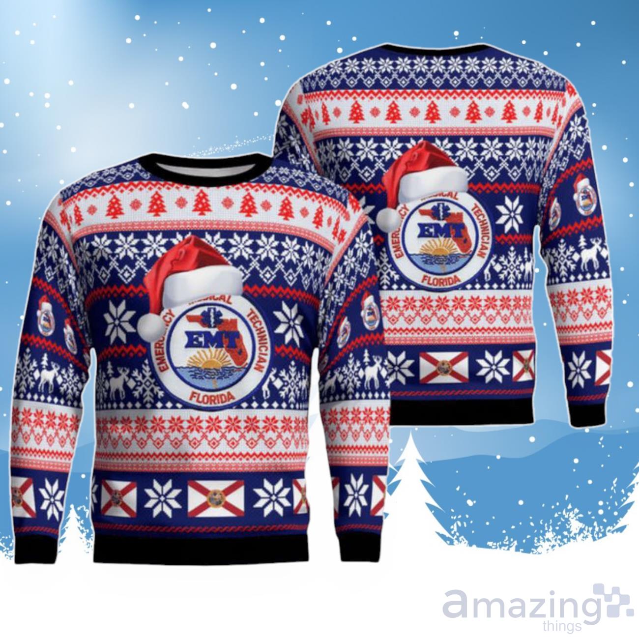 Florida Emt Christmas Sweater 3d image Florida Emt Christmas Sweater 3d Product Photo 1