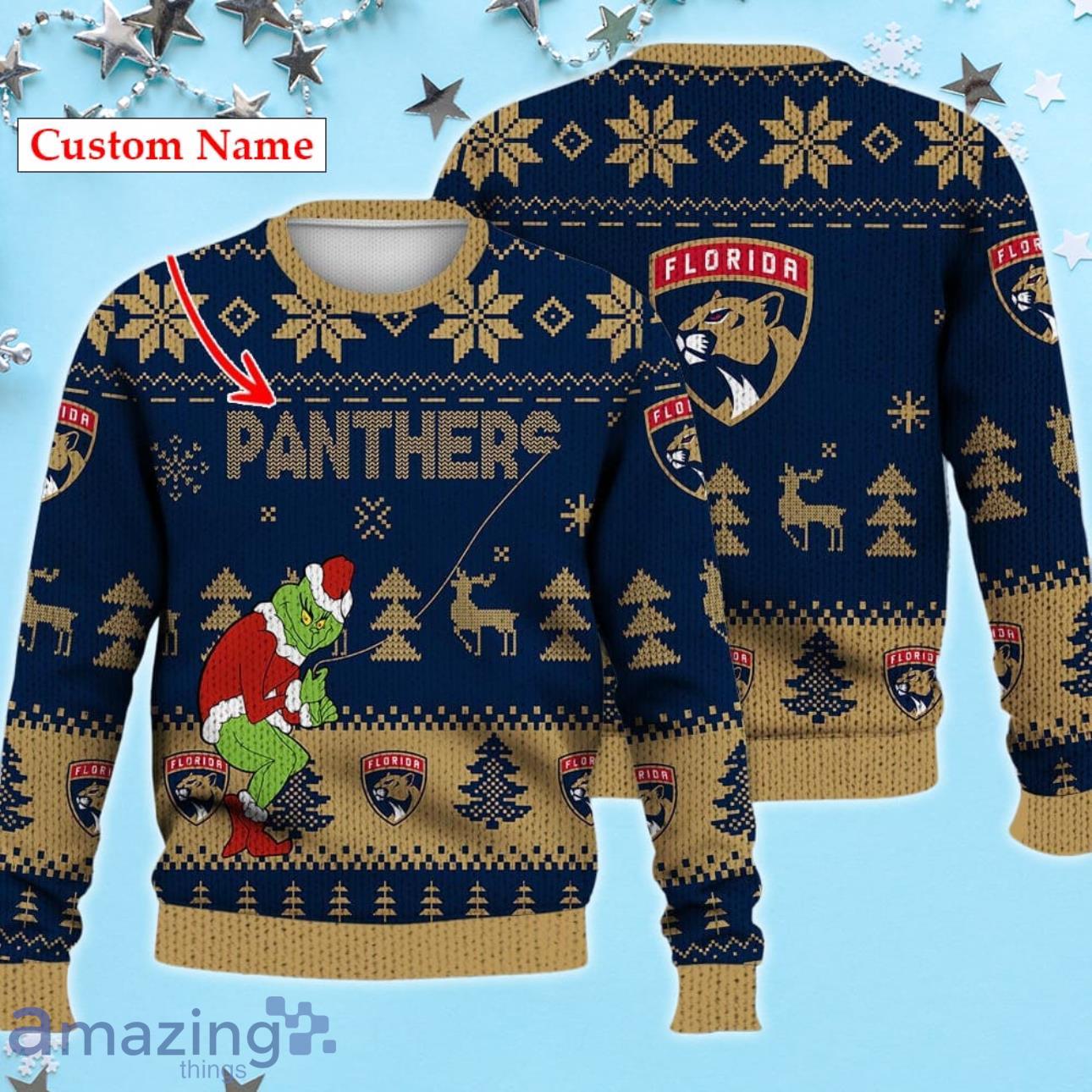 Florida Panthers Ugly Sweater Christmas Custom Name Ice Hockey NHL Product Photo 1