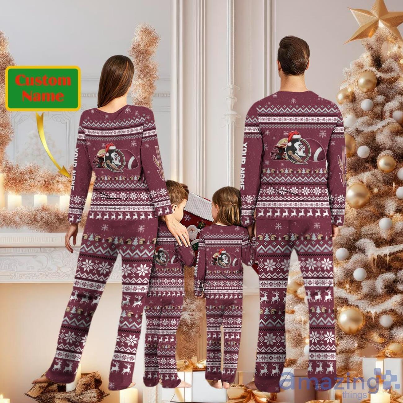 Florida State Seminoles Team Custom Name Christmas Pajamas For Fans image Florida State Seminoles Team Custom Name Christmas Pajamas For Fans Product Photo 2