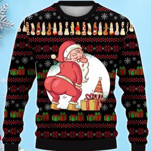 Fun Santa And Cocks Printed Casual 3D Ugly Christmas Sweater, Xmas Gift For Everyone Product Photo 1