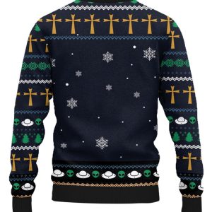 Fun Spaceship Jesus 3D Ugly Christmas Sweater, Xmas Gift For Everyone Product Photo 2