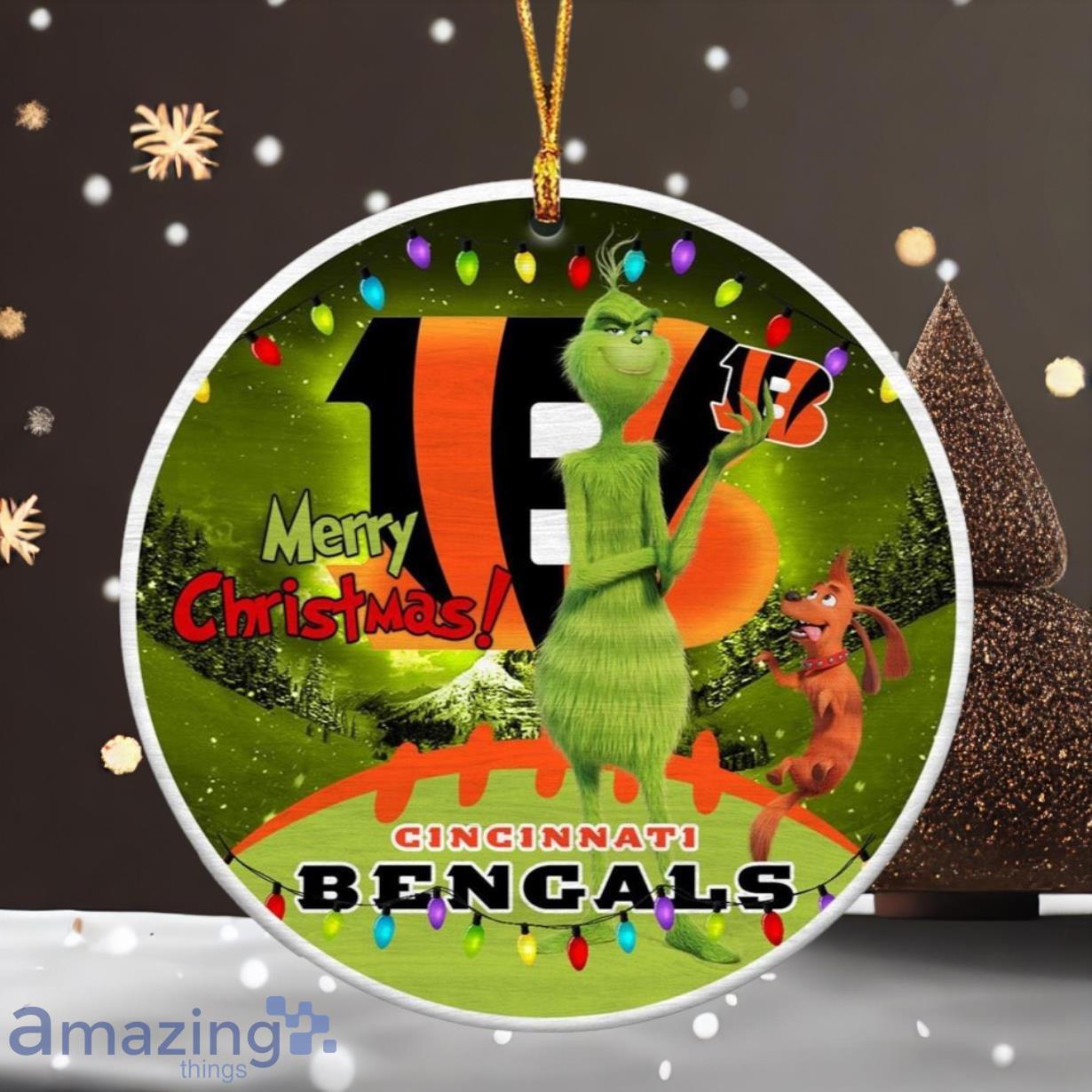 Funny Grinch Cincinnati Bengals Nfl Merry Christmas Ornaments Tree Decoration Holiday Gift image Funny Grinch Cincinnati Bengals Nfl Merry Christmas Ornaments Tree Decoration Holiday Gift Product Photo 1