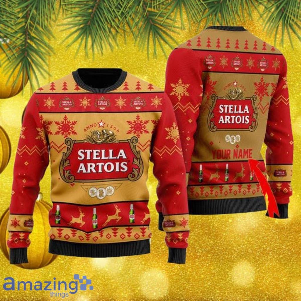 Funny Stella Artois Personalized Ugly Knitted Sweater Christmas Gift image Funny Stella Artois Personalized Ugly Knitted Sweater Christmas Gift Product Photo 1