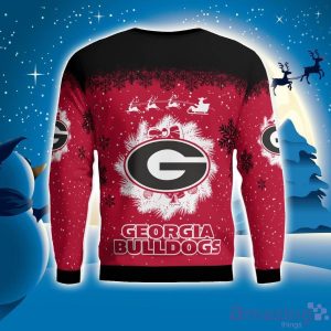 Georgia Bulldods Santa sleigh driving reindeer Pattern Ugly Christmas Sweater image Georgia Bulldods Santa sleigh driving reindeer Pattern Ugly Christmas Sweater Product Photo 2