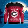 Georgia Bulldods Santa sleigh driving reindeer Pattern Ugly Christmas Sweater