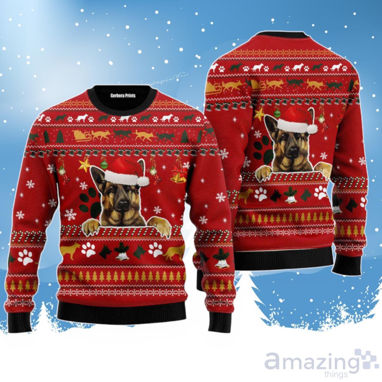 German Shepherd Dog Ugly Christmas Sweater For Men & Women Product Photo 1