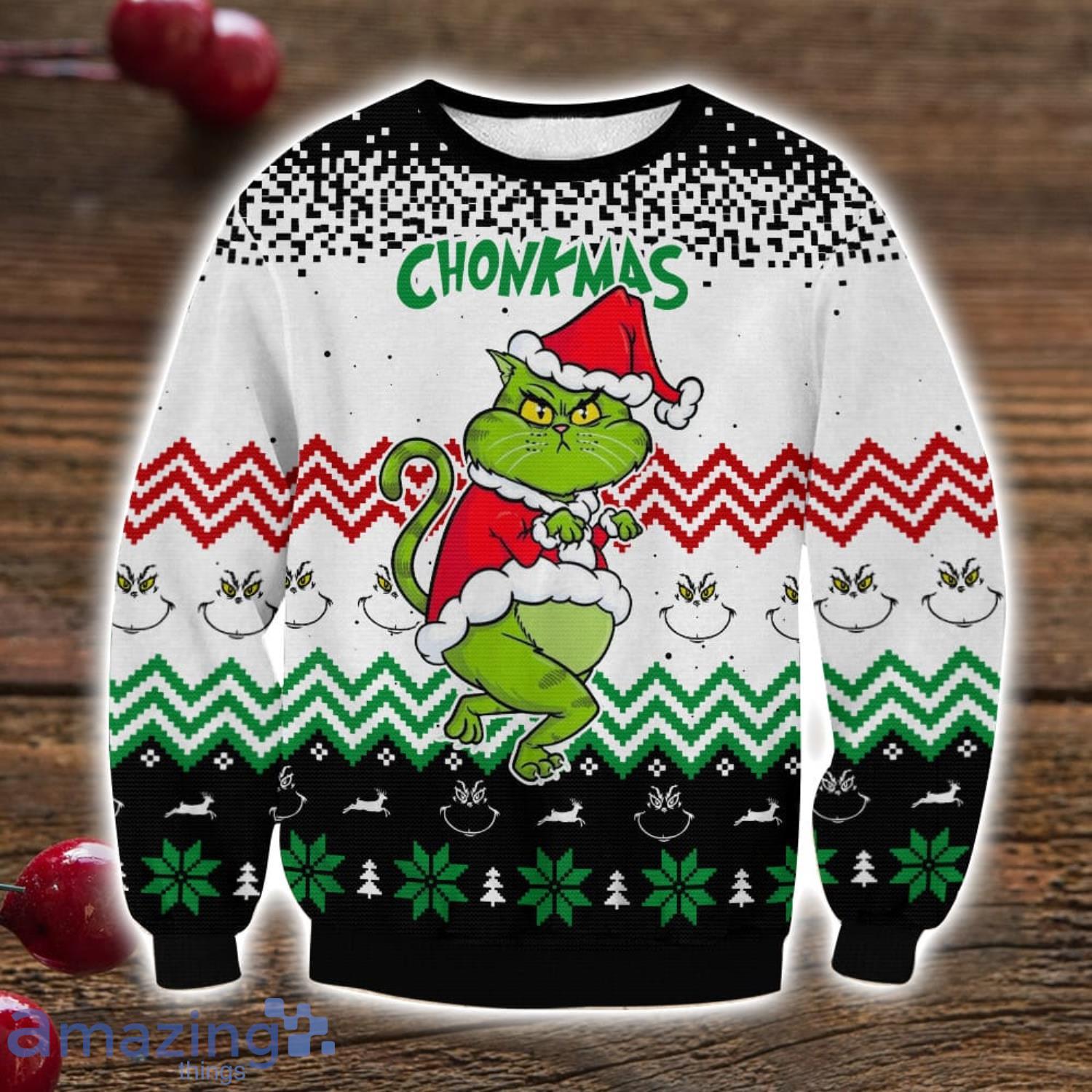 Get Grinch Cat Chonkmas Ugly Sweater Christmas Gift For Men And Women image Get Grinch Cat Chonkmas Ugly Sweater Christmas Gift For Men And Women Product Photo 1