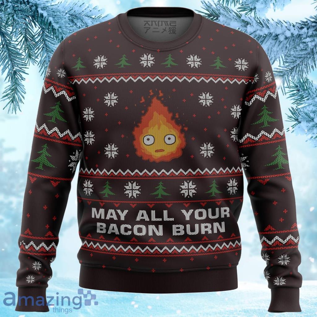 Ghibli May All Your Bacon Burn Ugly Christmas Sweater Gift For Men And Women image Ghibli May All Your Bacon Burn Ugly Christmas Sweater Gift For Men And Women Product Photo 1