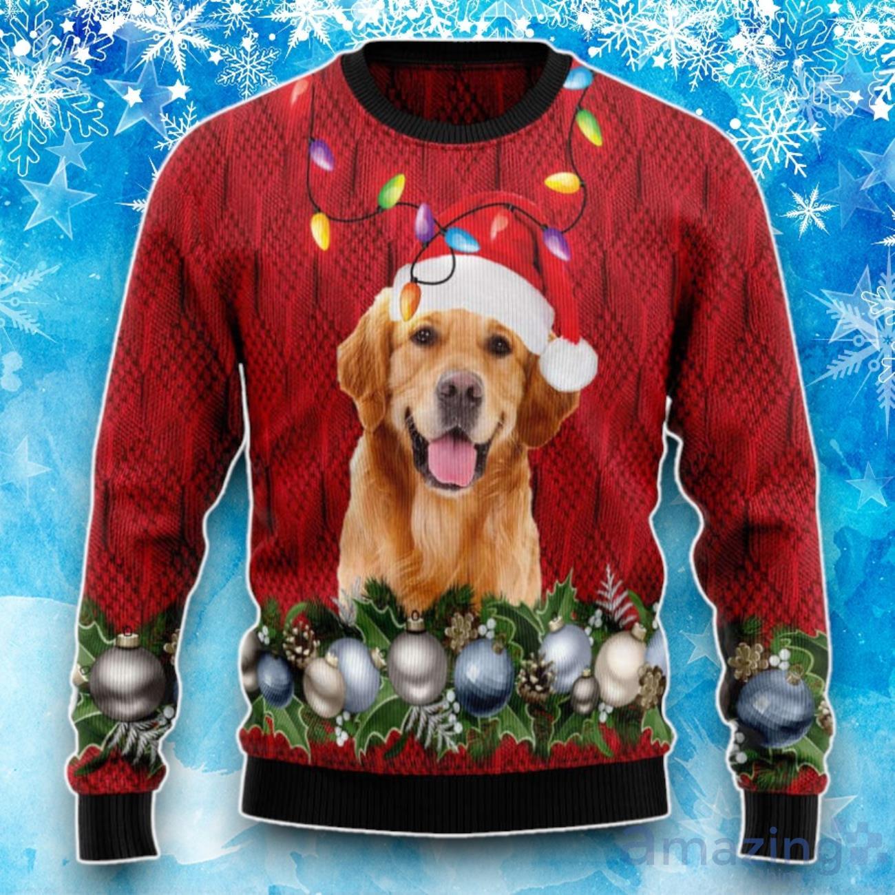 Golden Retriever Christmas Beauty Ugly Christmas Sweater, Gift For Christmas image Golden Retriever Christmas Beauty Ugly Christmas Sweater, Gift For Christmas Product Photo 1