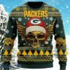 Green Bay Packers Golden Skull Santa Hat Ugly Christmas Sweaters Impressive Gift
