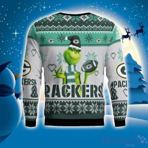 Green Bay Packers Grinch Snowflake Pattern Ugly Sweater Christmas Product Photo 2