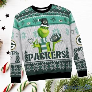 Green Bay Packers Grinch Snowflake Pattern Ugly Sweater Christmas Product Photo 4