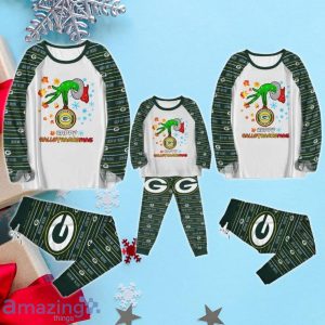 Green Bay Packers Happy HalloThankmas Grinch Pajamas Set Product Photo 3