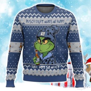 Grinch Busch Light Makes Me Happy Ugly Sweater Xmas Gift For Men Women Product Photo 1