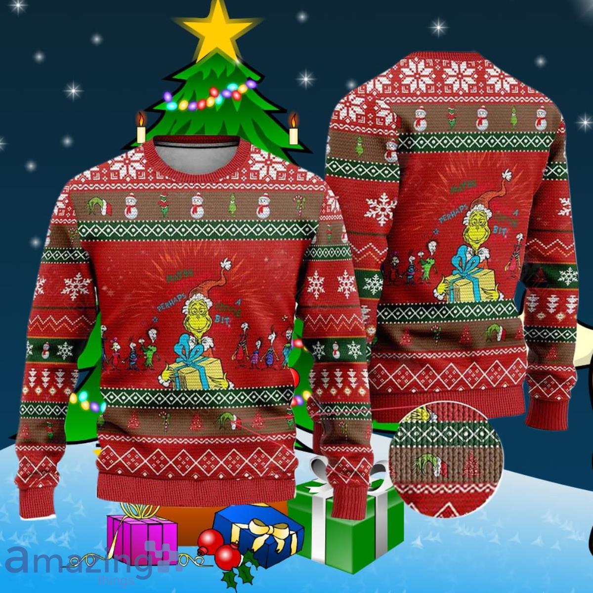 Grinch Ugly Sweater The Grinch Maybe Perhaps Little Bit Christmas Holiday Style Gift For Men And Women image Grinch Ugly Sweater The Grinch Maybe Perhaps Little Bit Christmas Holiday Style Gift For Men And Women Product Photo 1