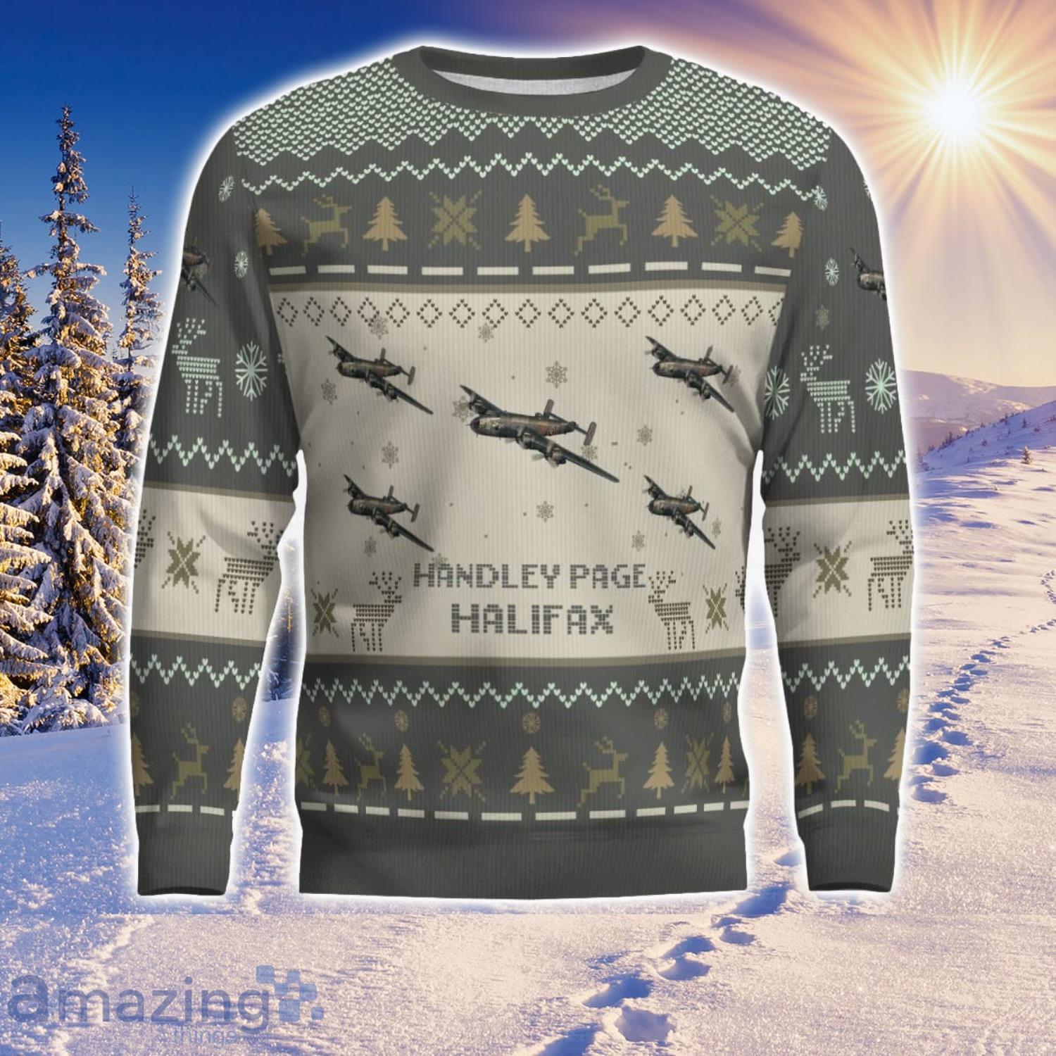 Handley Page Halifax version 2 Aircraft Ugly Christmas Sweater Aircraft Lover Gift Veteran Aircraft All Over Printed Sweater image Handley Page Halifax version 2 Aircraft Ugly Christmas Sweater Aircraft Lover Gift Veteran Aircraft All Over Printed Sweater Product Photo 2