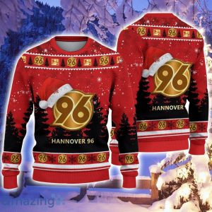 Hannover 96 Logo Wearing Santa Hat Ugly Christmas Sweater Christmas Gift 3D Sweater Product Photo 1