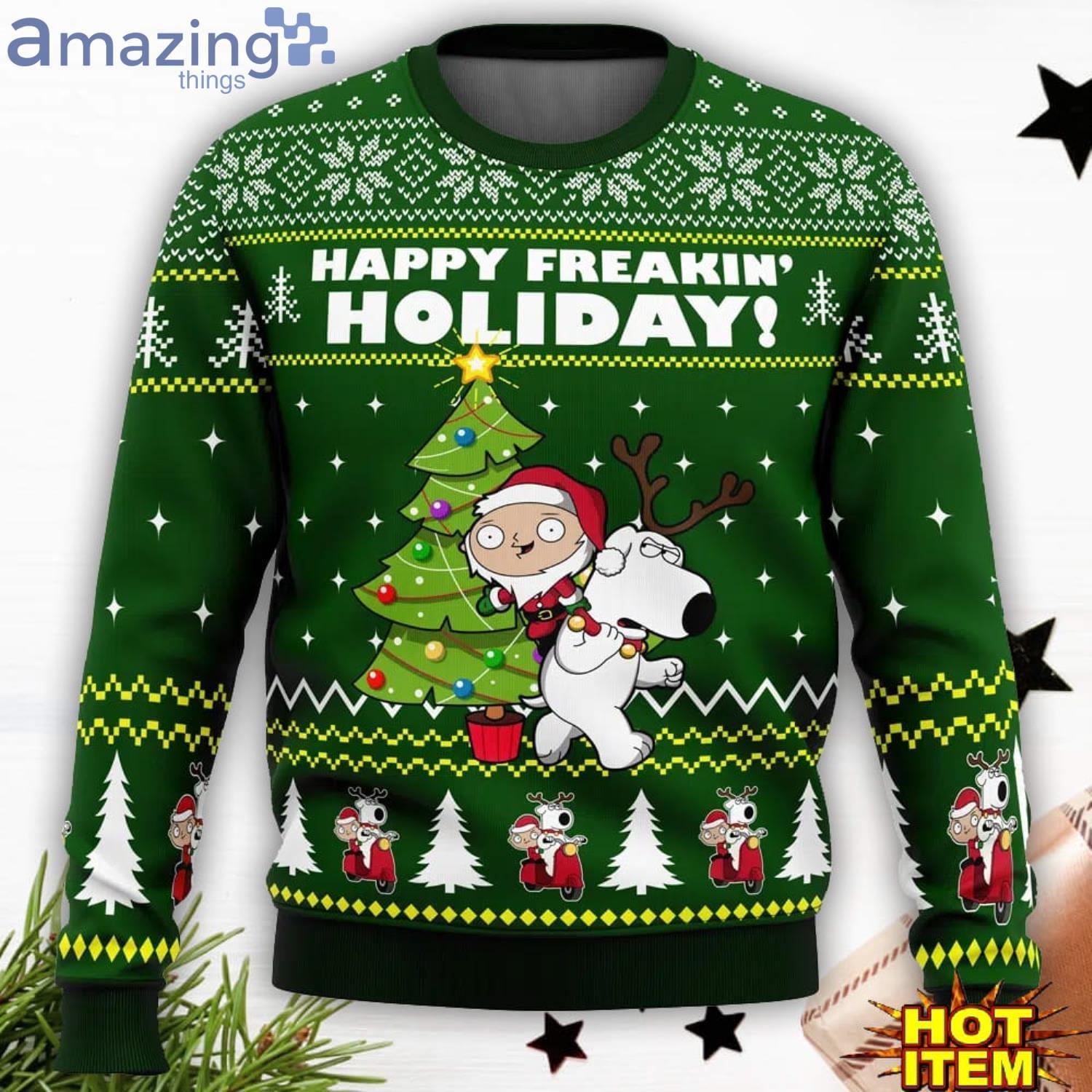 Happy Freakin Holidays Family Guy Funny Ugly Christmas Sweater Christmas Gift For Family image Happy Freakin Holidays Family Guy Funny Ugly Christmas Sweater Christmas Gift For Family Product Photo 1