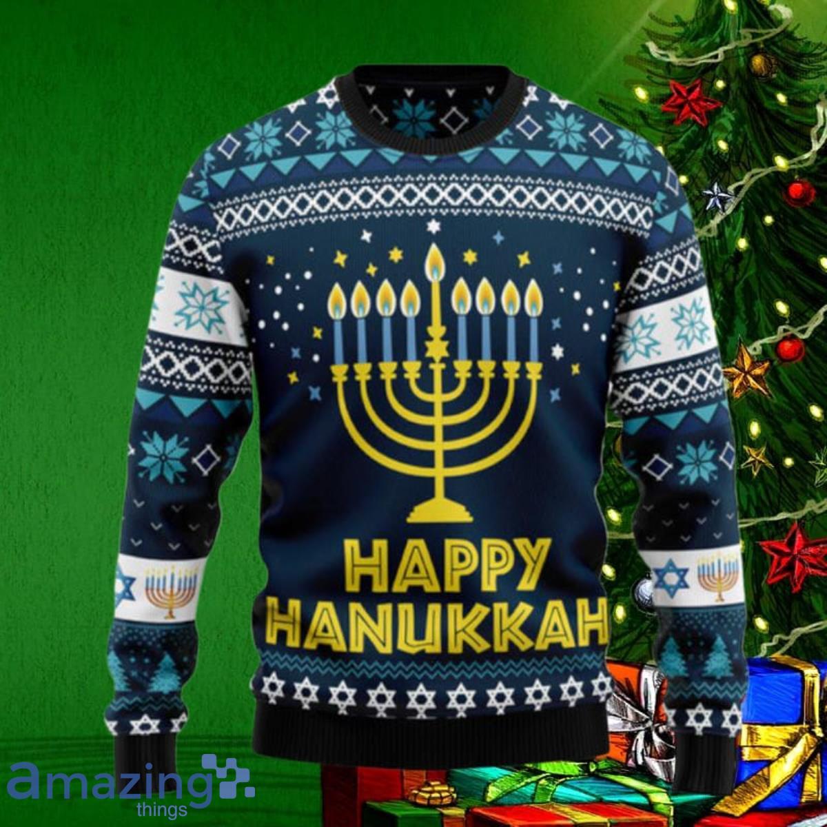 Happy Hanukkah Ugly Christmas Sweaters Style Gift Product Photo 1
