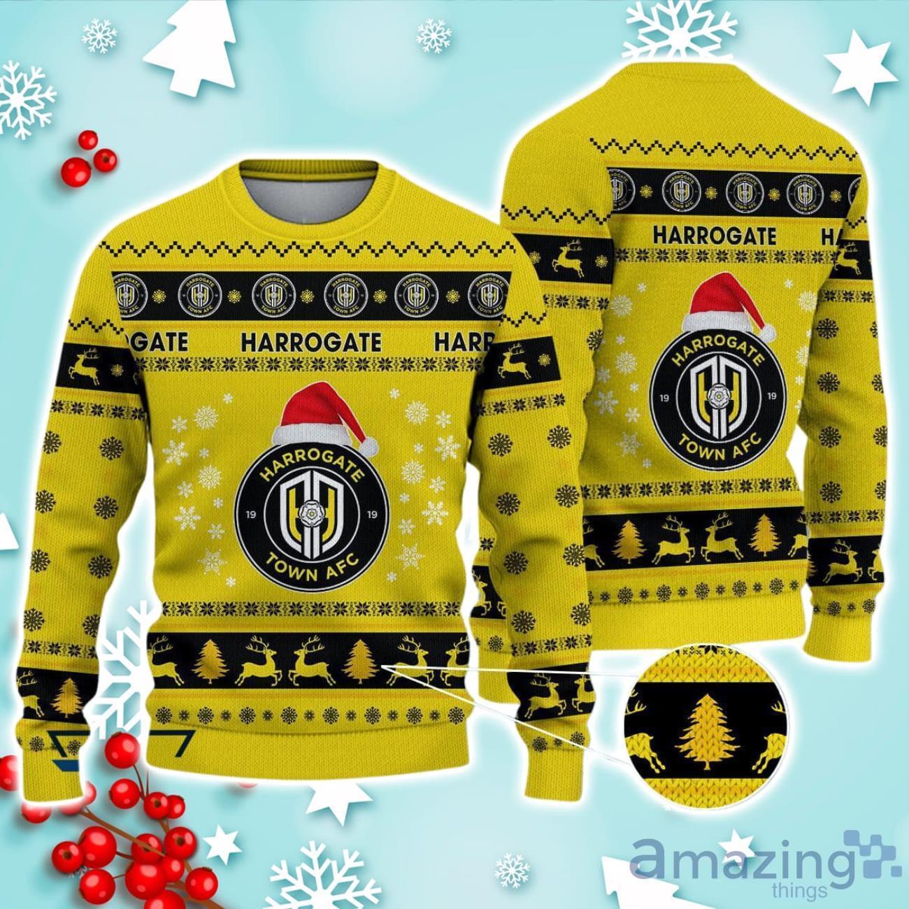 Harrogate Town AFC Ugly Christmas Sweater Ideal Gift For Fans image Harrogate Town AFC Ugly Christmas Sweater Ideal Gift For Fans Product Photo 1