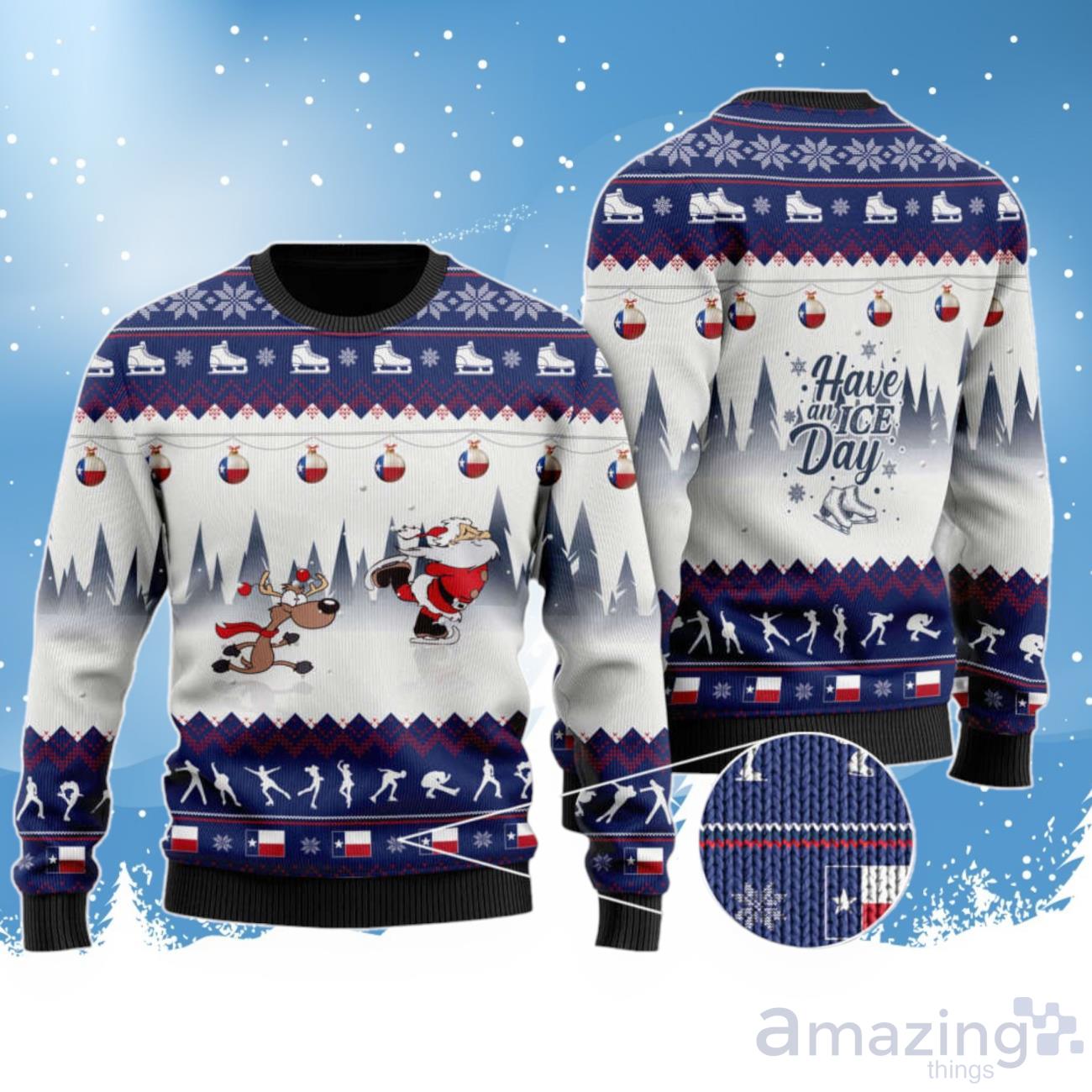 Have An Ice Day Santa Claus And Reindeer Christmas Ugly Sweater For Christmas image Have An Ice Day Santa Claus And Reindeer Christmas Ugly Sweater For Christmas Product Photo 1