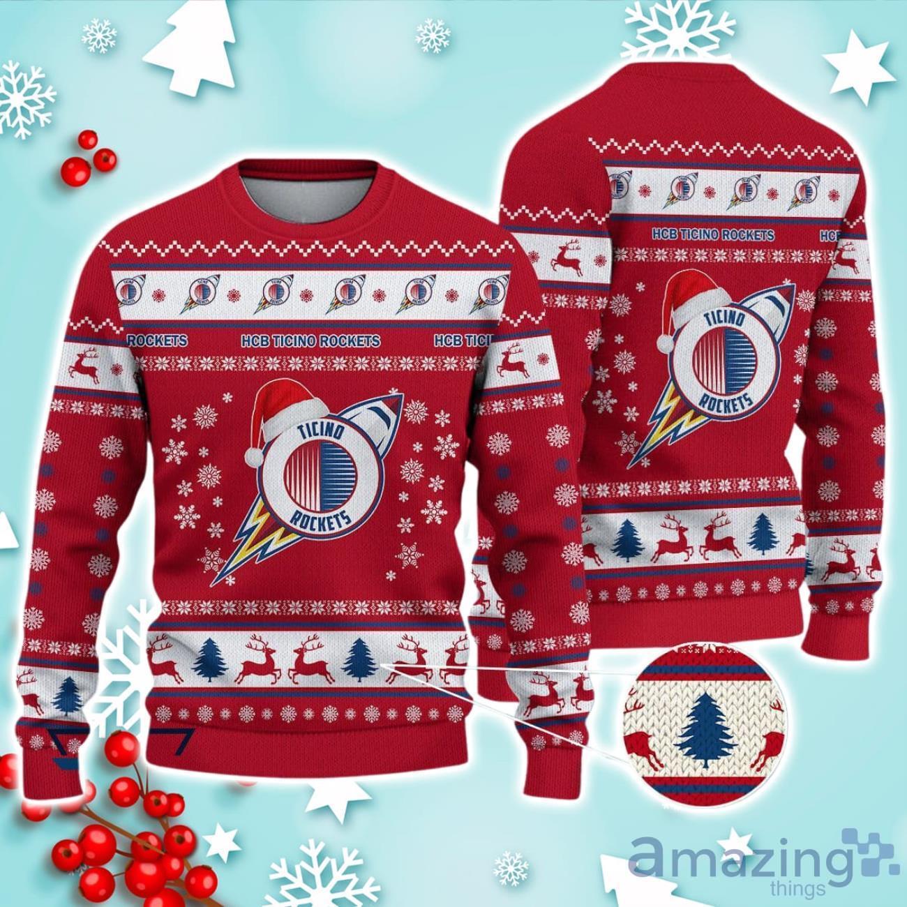 HCB Ticino Rockets Ugly Christmas Sweater Ideal Gift For Fans image HCB Ticino Rockets Ugly Christmas Sweater Ideal Gift For Fans Product Photo 1