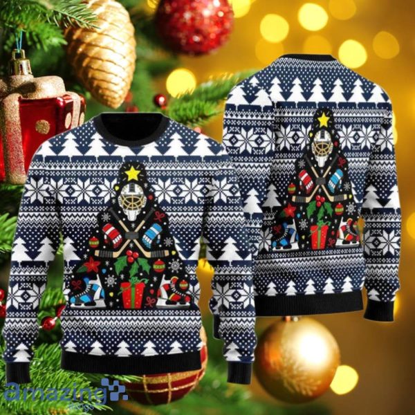 Hockey Christmas Tree Ugly Christmas Sweaters Style Gift Product Photo 1