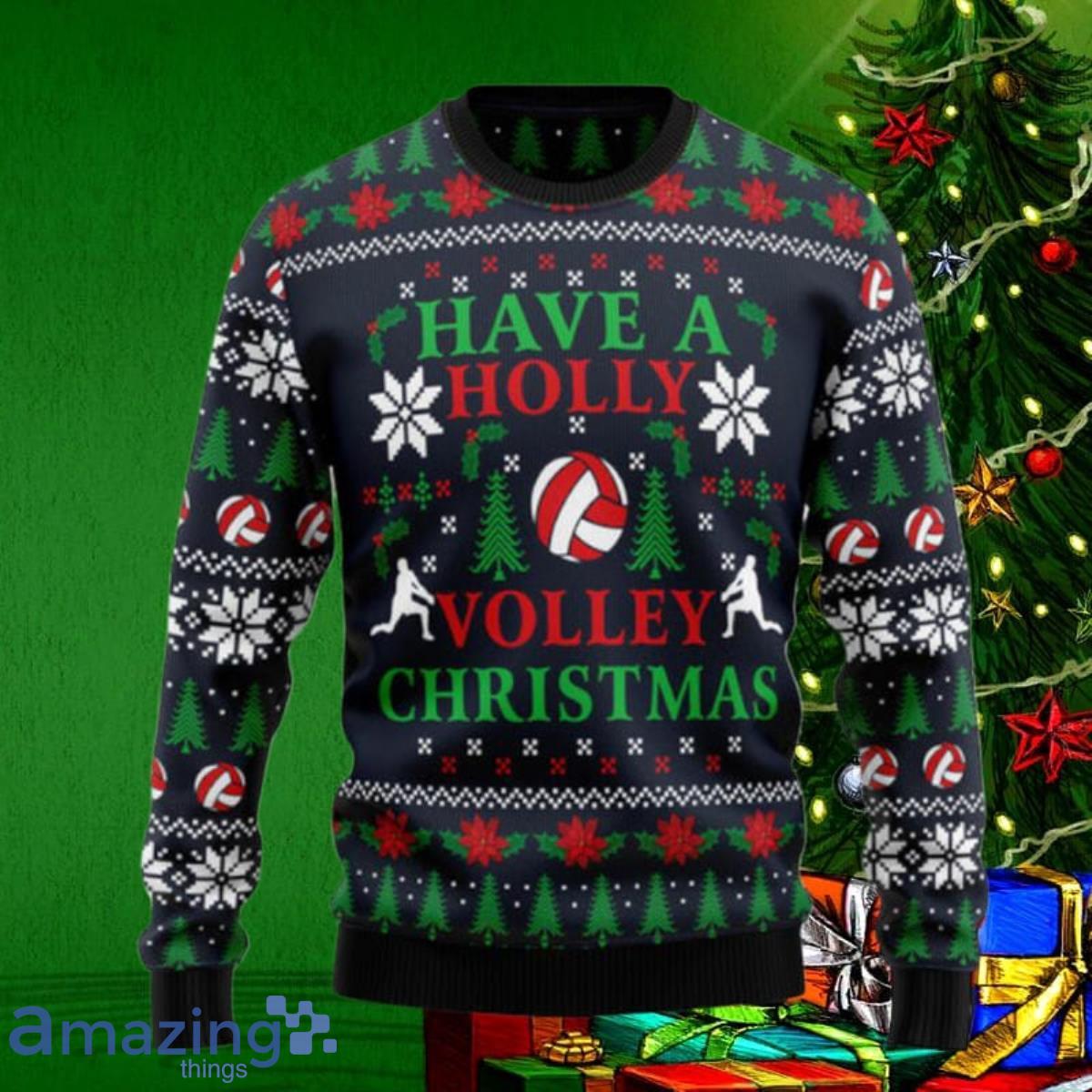 Holly Volley Volleyball Ugly Christmas Sweaters Style Gift Product Photo 1
