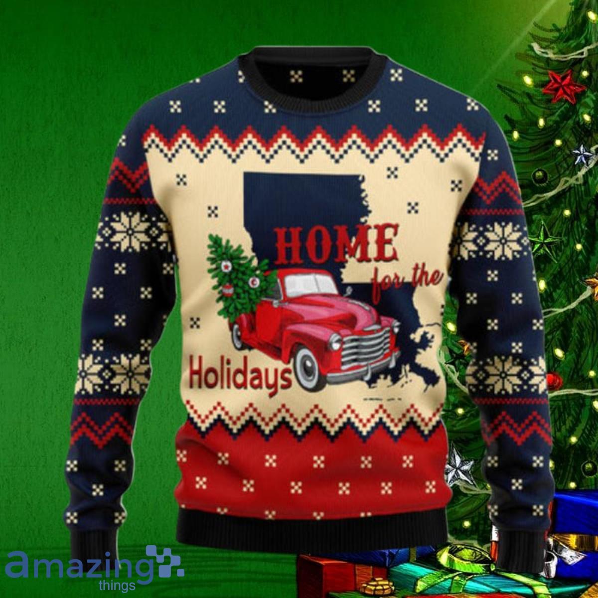 Home For The Holidays Louisiana Ugly Christmas Sweaters Style Gift For Men And Women Product Photo 1