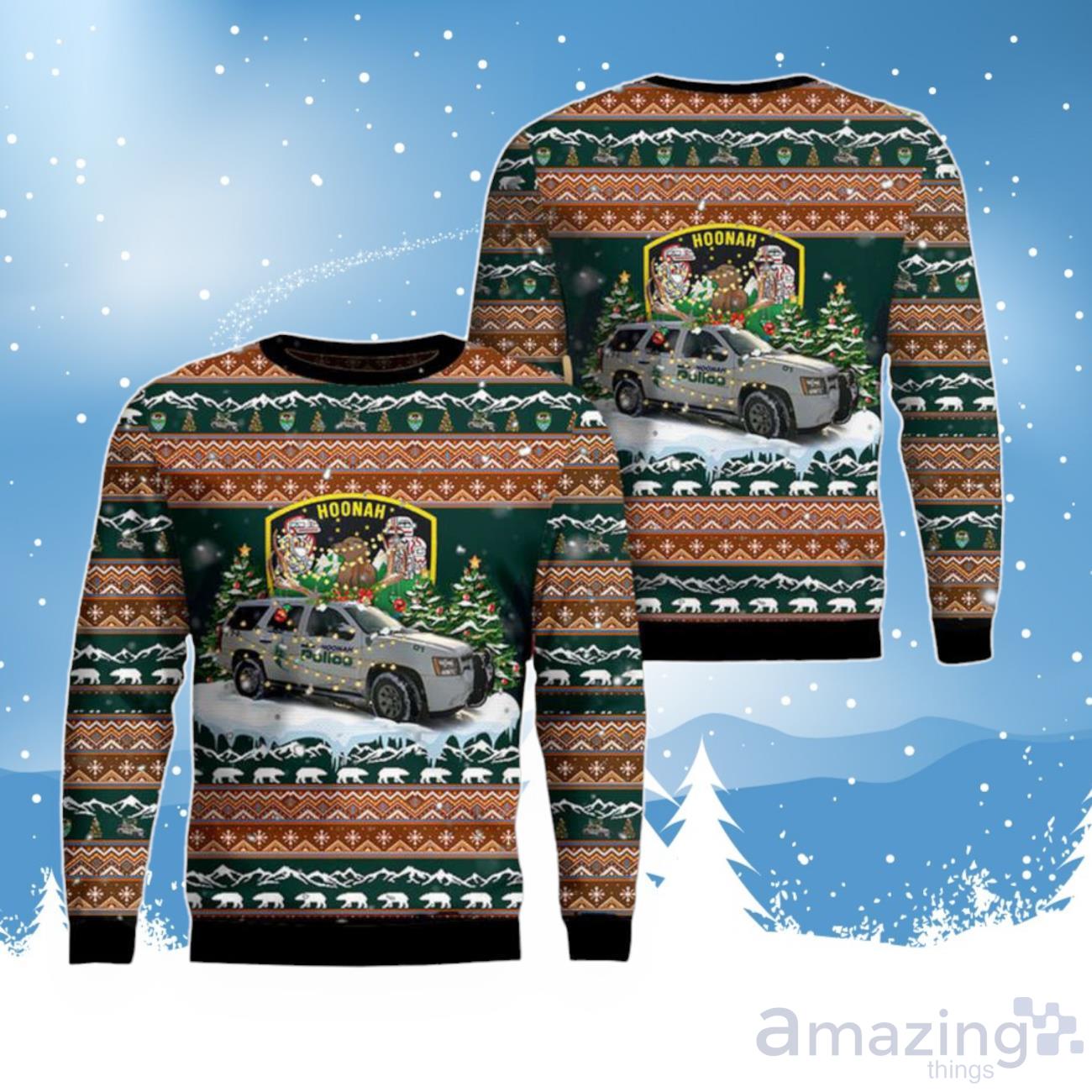 Hoonah Police Department Christmas Sweater 3D DLMP0510BG01 Alaska S Festive Delight image Hoonah Police Department Christmas Sweater 3D DLMP0510BG01 Alaska S Festive Delight Product Photo 1