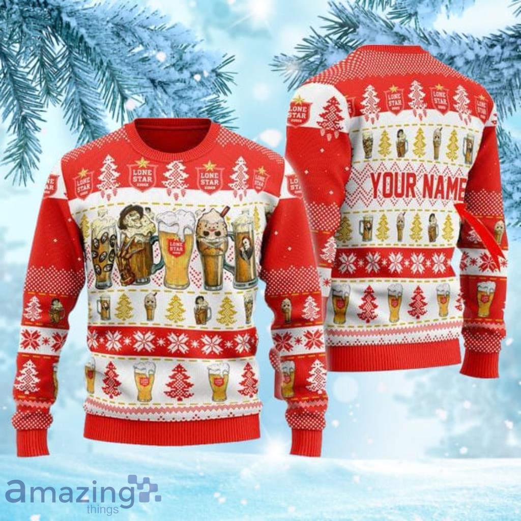 Horror Characters Lone Star Beer Personalized Ugly Christmas Sweaters Gift Christmas Product Photo 1