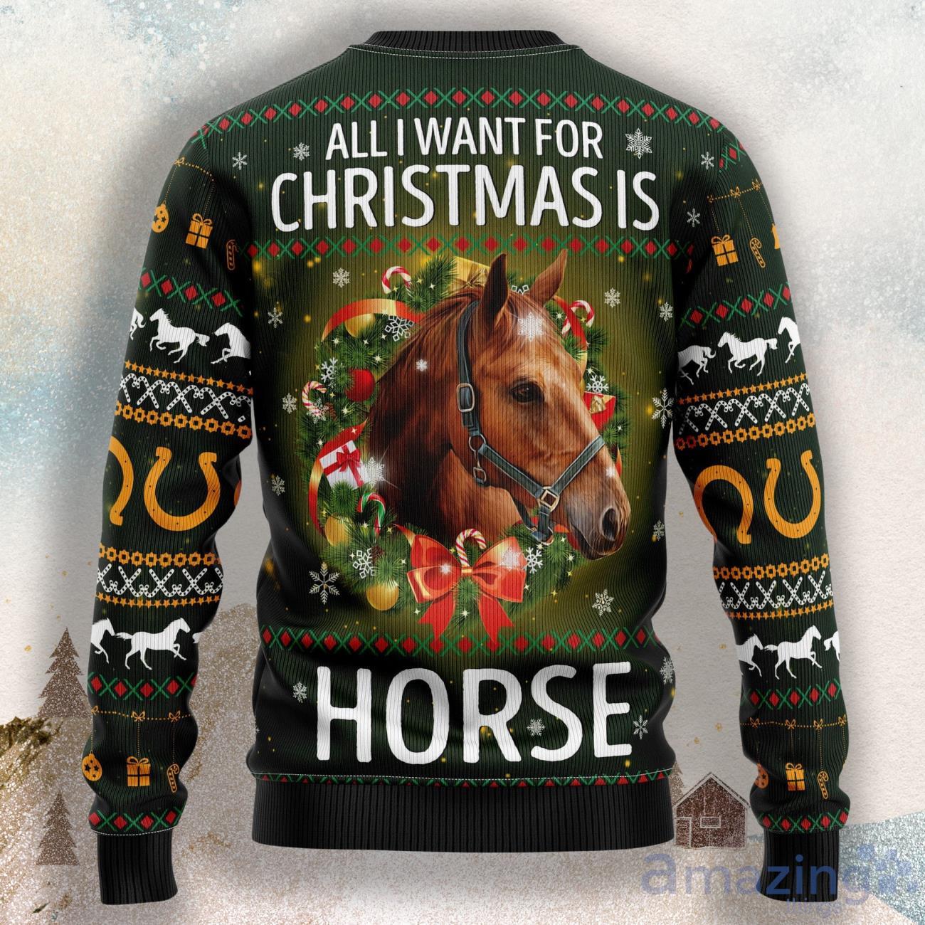 Horse All I Need For Christmas Ugly Christmas Sweater image Horse All I Need For Christmas Ugly Christmas Sweater Product Photo 2