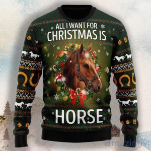 Horse All I Need For Christmas Ugly Christmas Sweater Product Photo 1
