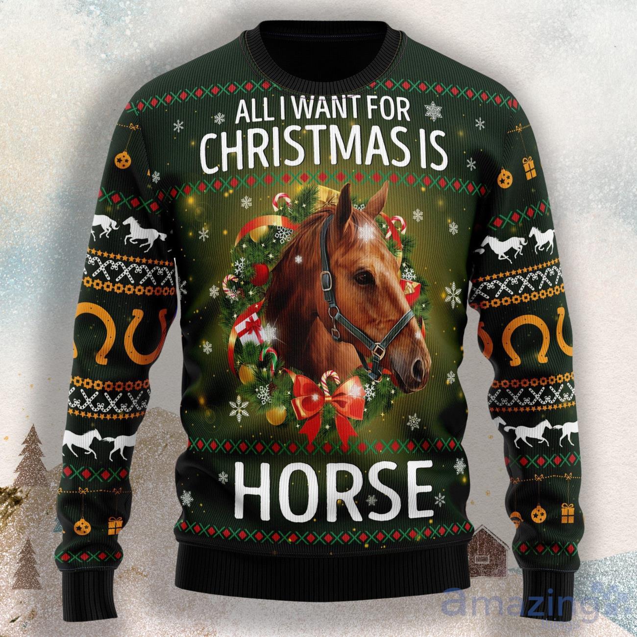 Horse All I Need For Christmas Ugly Christmas Sweater image Horse All I Need For Christmas Ugly Christmas Sweater Product Photo 1