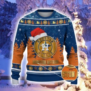 Houston Astros Santa Hat Pattern Ugly Christmas Sweater For Men And Women image Houston Astros Santa Hat Pattern Ugly Christmas Sweater For Men And Women Product Photo 2