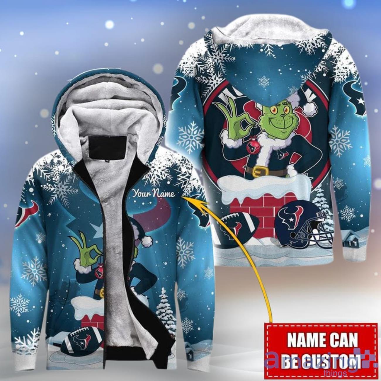 Houston Texans Christmas 3D All Over Print Hoodie Custom Name Hot Design For Fans Product Photo 1