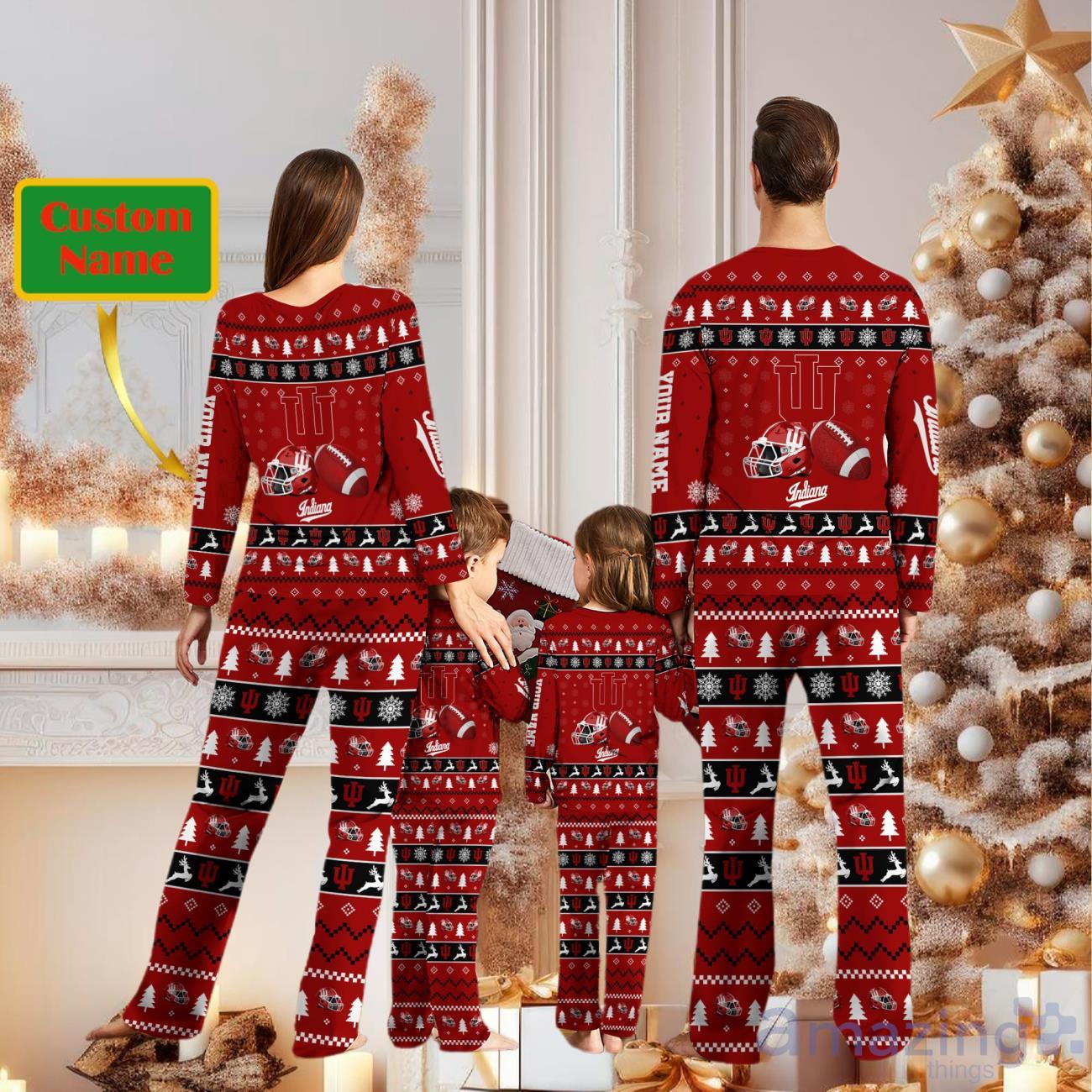 Indiana Hoosiers Personalized Christmas Pajamas For Fans image Indiana Hoosiers Personalized Christmas Pajamas For Fans Product Photo 2
