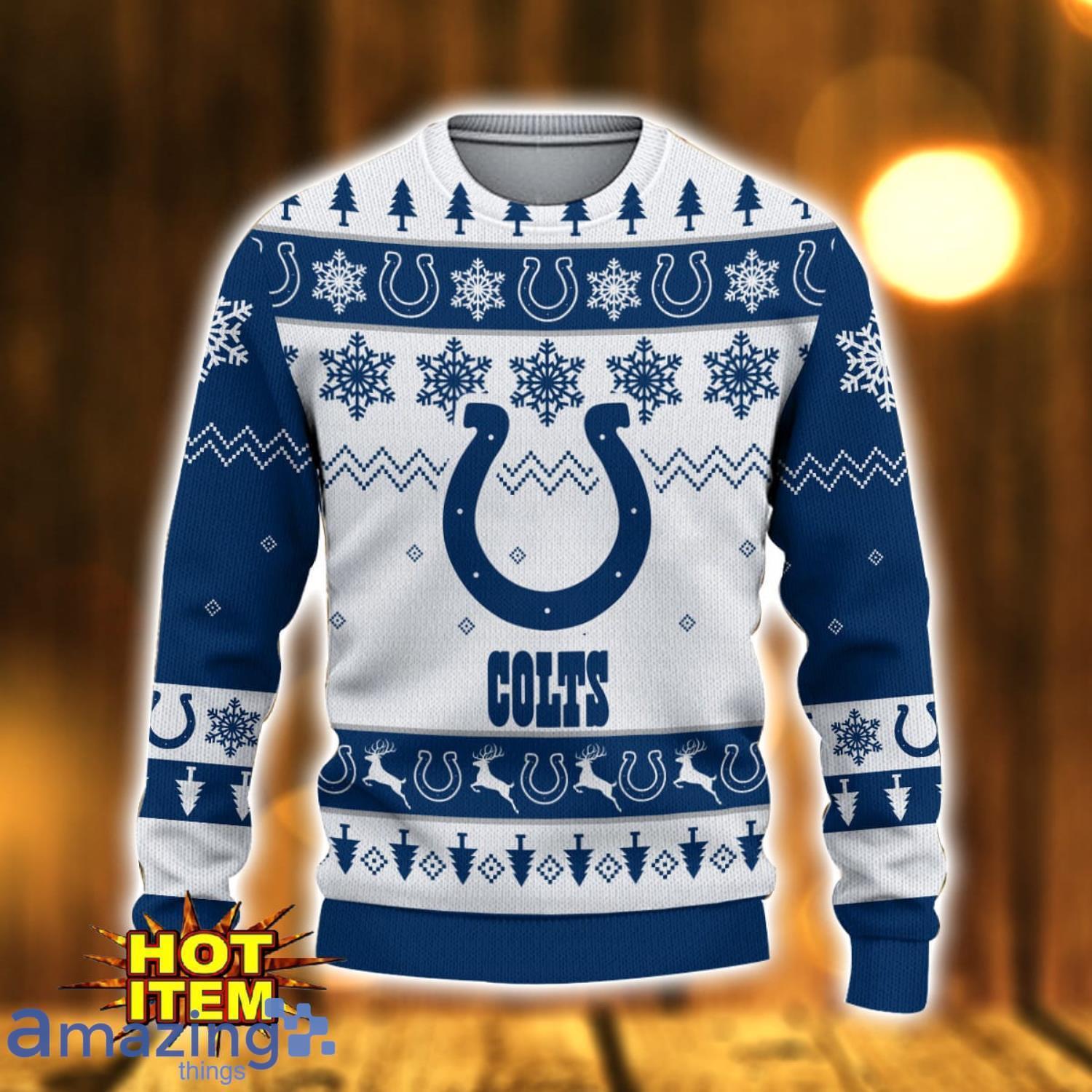 Indianapolis Colts Logo Cute Ugly Christmas Sweater 3D Printed Unisex Sweater image Indianapolis Colts Logo Cute Ugly Christmas Sweater 3D Printed Unisex Sweater Product Photo 2